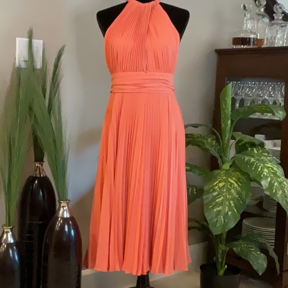 UNGARO -   Amanda Pleated Wrap Midi Dress - NEW - Picture 1 of 6